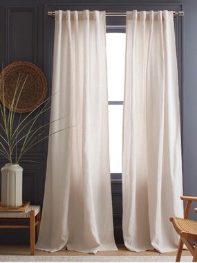 QUINCE Set 2 48x108 Heavyweight European Linen Curtains Sand 0143